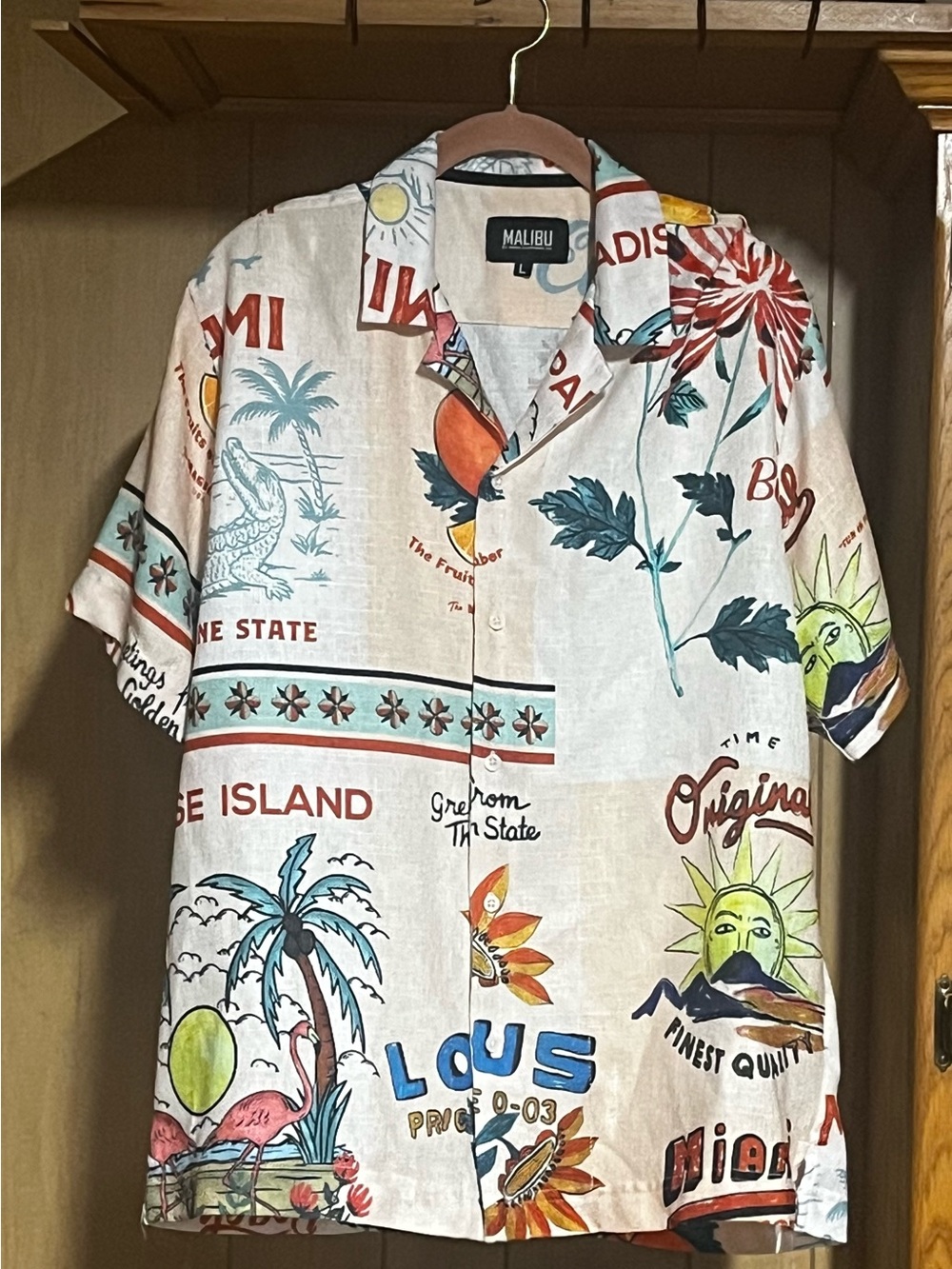 Malibu by Drill Clothing Co Short-Sleeve Graphic Island Shirt Size Large